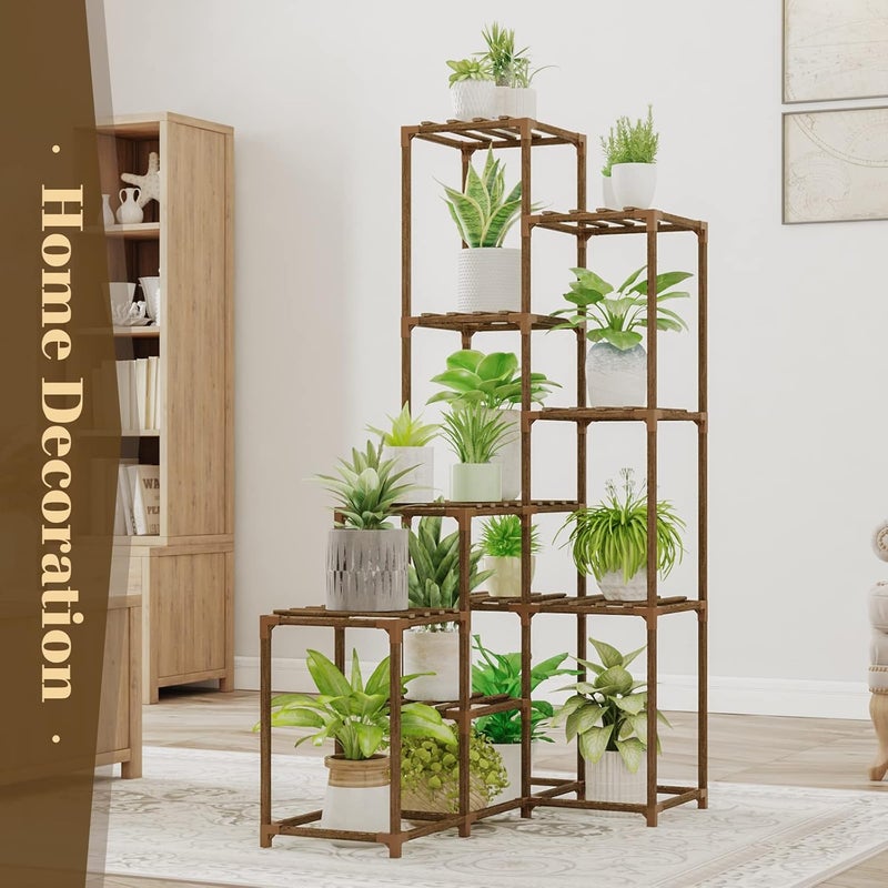 Bamworld 55“ Tall Plant Stand Indoor Outdoor Corner Plant Shelves Wood Plant Holder for Living Room Flower Stand Plant Rack for Multiple Plants Living Room Patio Balcony Garden - Image 5